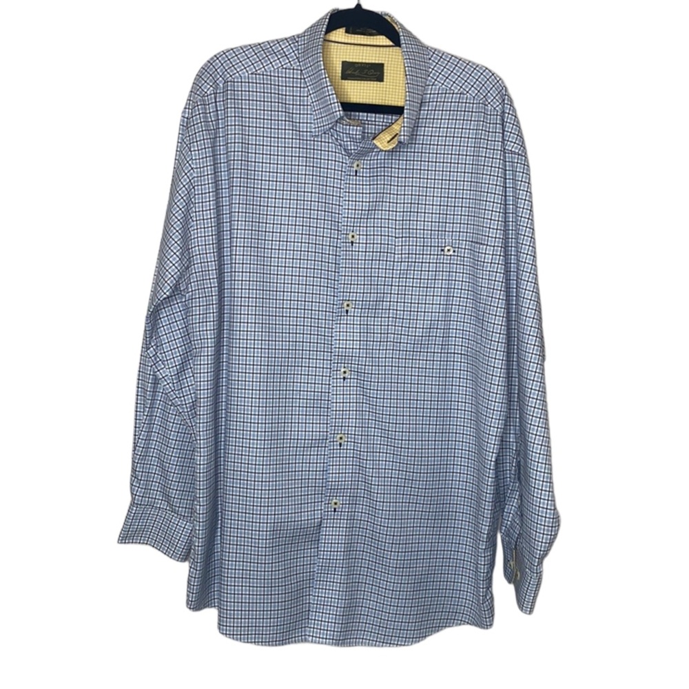ORVIS Charles F. Orvis Blue Long Sleeve Plaid Cotton Button Down Shirt Size XL